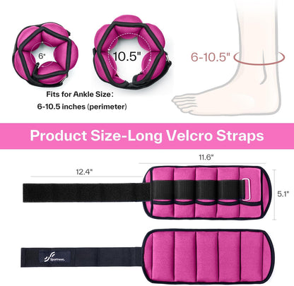 Adjustable Ankle Wrist Weights for Men Women Kids, Adjustable Leg & Cuff Weight Straps for Fitness, Walking, Running, Aerobics, Yoga, Gym, Workout | 0.5-2 Lbs Each Ankle, 1 Pair 1-4 Lbs