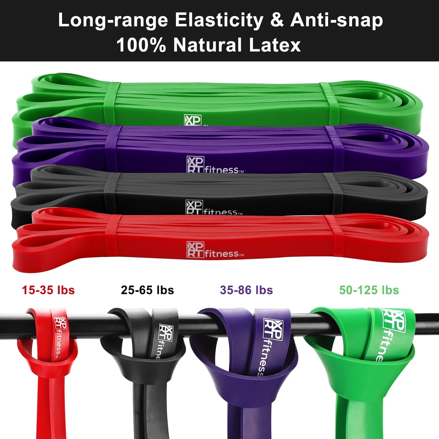 Pull up Resistance Band Mobility Stretch Powerlifting Purple 35-85Lbs