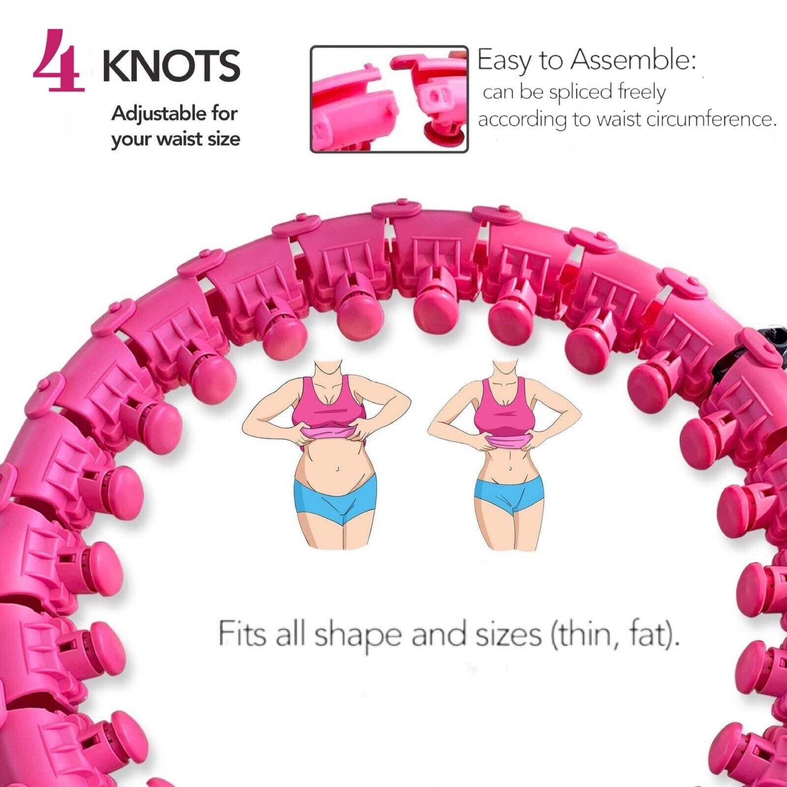 4 Extra Links for Smart Weighted Infinity Hula Hoop, Adjustable to Waistline