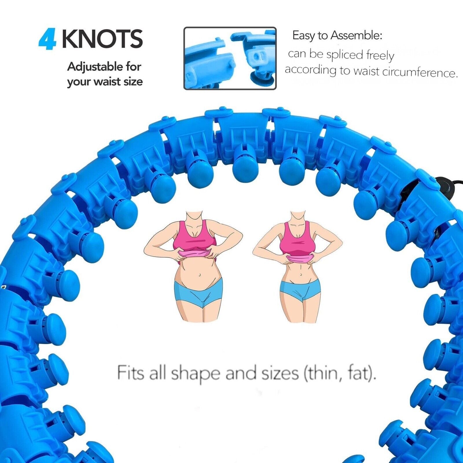 4 Extra Links for Smart Weighted Infinity Hula Hoop, Adjustable to Waistline