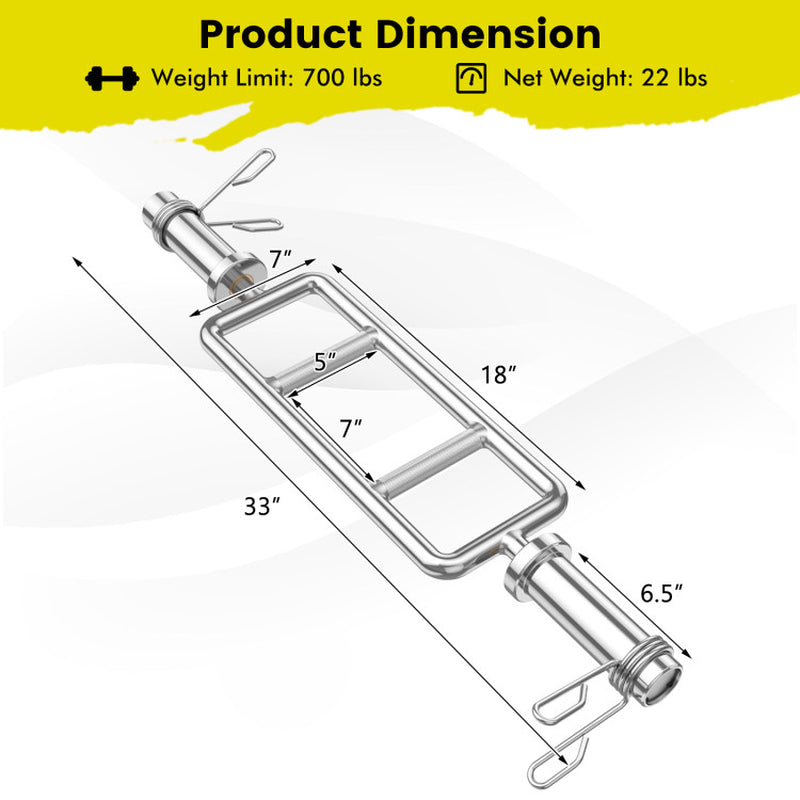 700 LBS Olympic Triceps Bar with Knurled Handles for Squats, Deadlifts, Shrugs
